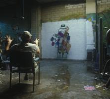 Arthur Tress Contemplating Partial Installation