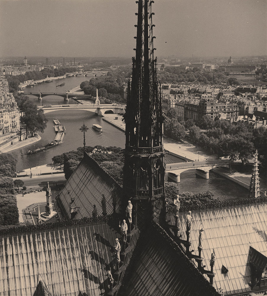 View of Paris and the Seine Showing Notre Dame and Its Spire and Roof