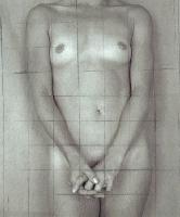 Paul Cava - Untitled (Sylvia with Grid, Large Version on Rice Paper)