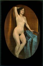 Anonymous - Female Nude Draped with Blue Veil