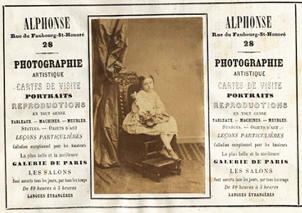 Printed Advertisement for Alphonse Photographic Studio, Paris, Including an Embedded Albumen Print