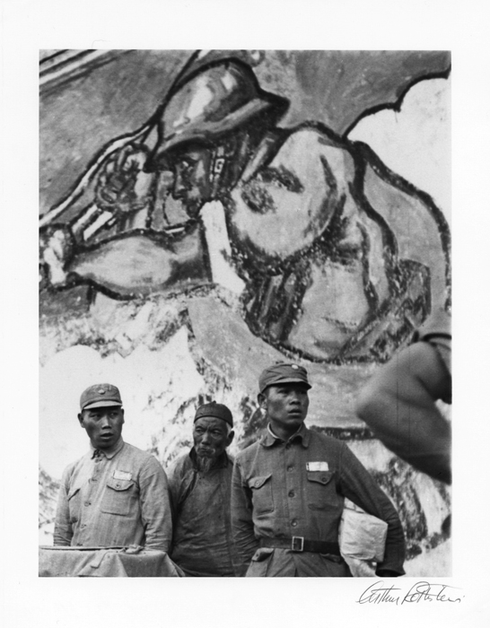 Arthur Rothstein - Soldiers and Elderly Civilian in Front of Chinese Nationalist Poster, Stilwell Road, near Siazwan, China Arthur Rothstein - Soldiers and Elderly Civilian in Front of Chinese Nationalist Poster, Stilwell Road, near Siazwan, China