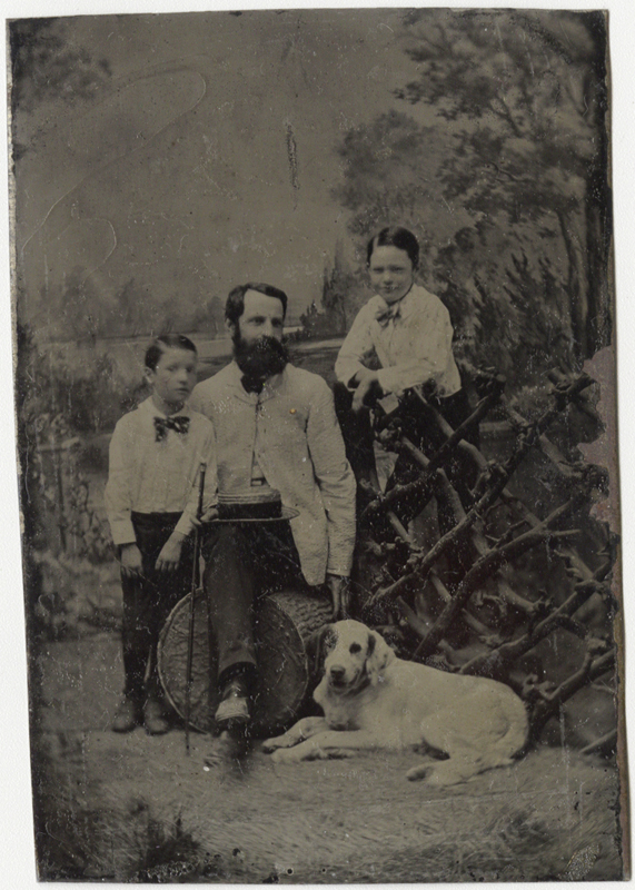 Father with Two Children and a Dog