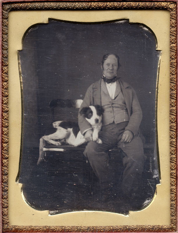 Anonymous, English - Portrait of a Gentleman and his Dog Seated on a Bench Anonymous, English - Portrait of a Gentleman and his Dog Seated on a Bench