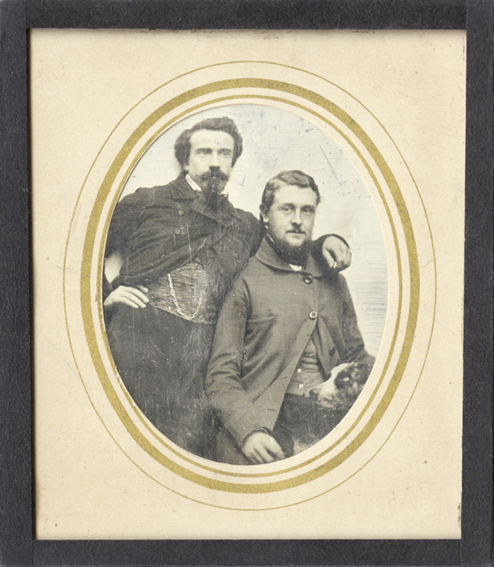 Anonymous, European - Portrait of Two Men and a Dog Anonymous, European - Portrait of Two Men and a Dog