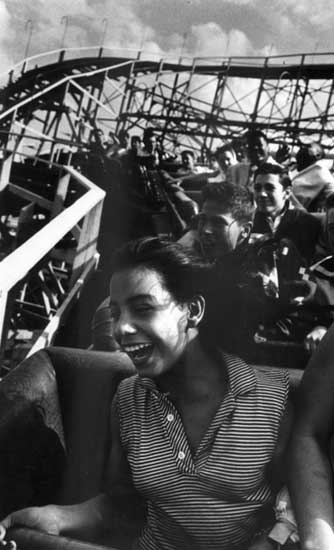 Harold Feinstein - Woman on The Cyclone, Coney Island, NY