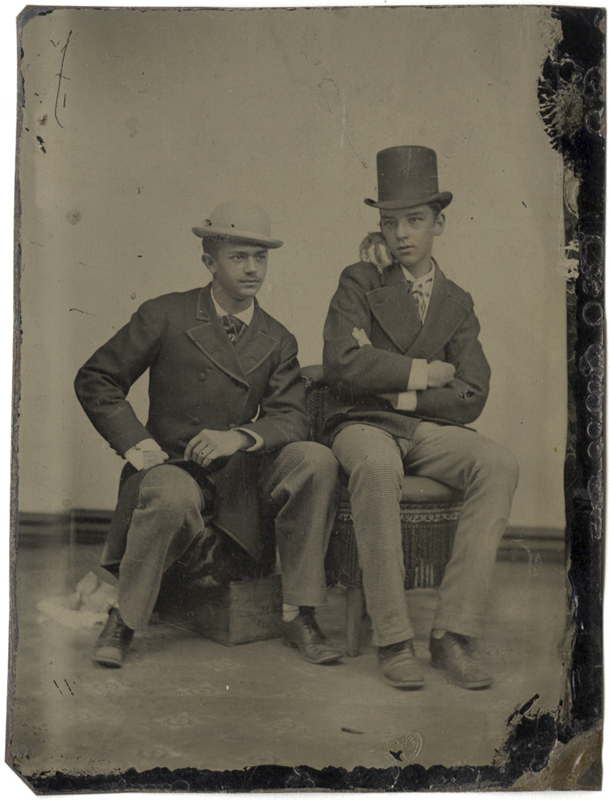 Anonymous, American - Portrait of Two Young Men with a Small Pet Rabbit Anonymous, American - Portrait of Two Young Men with a Small Pet Rabbit