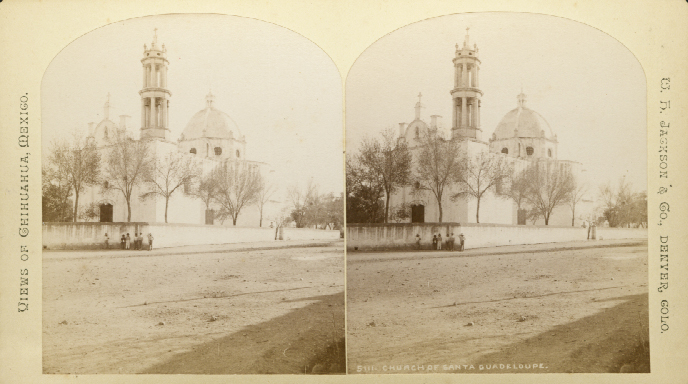 Oversized Stereocard of the Church de Santa Guadeloupe - Chihuahua, Mexico