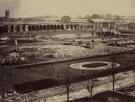 B. L. Spackman (attributed to) - Construction of the 1862 International Exhibition at South Kensington [View of Gardens]