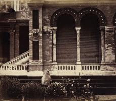 B. L. Spackman (attributed to) - Construction of the 1862 International Exhibition at South Kensington  [View From Garden, with Arches)