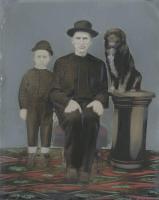 Anonymous - Portrait of a Seated Man, Flanked by a Young Boy and a Dog
