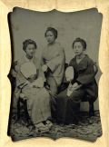 Full-Length Portrait of 3 Upper Class Ojo-Sang with Hands Folded in Front of Them