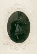 C.L. Lovejoy - Exquisitely Hand-Colored Tintype of a Painting of a Young Woman.