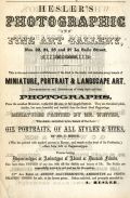 Alexander Hesler - Advertisement for Hesler's Photographis Studio on La Salle Street in Chicago