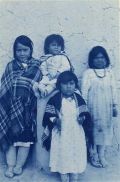 Charles Lummis - Group of Native-American Children Posing Against a Wall