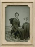 Anonymous (Japanese) - Full-Length Studio Portrait of Young Woman in Kimono With Bonsai