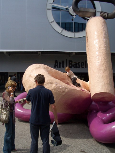Sculpture in front of entrance to Art Basel