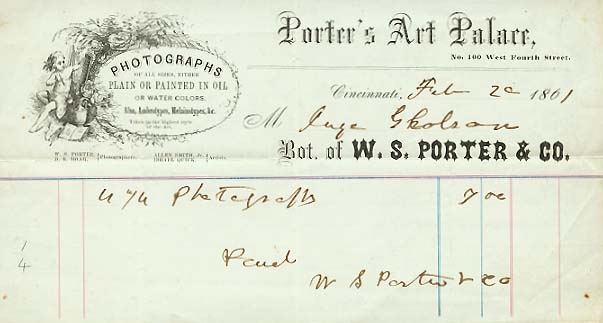 W. S. Porter - Photographic Invoice