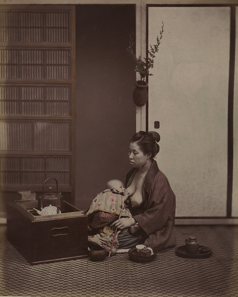 Nursing Mother or Wet Nurse with Baby and Tea Set/Two Women Sleeping Together