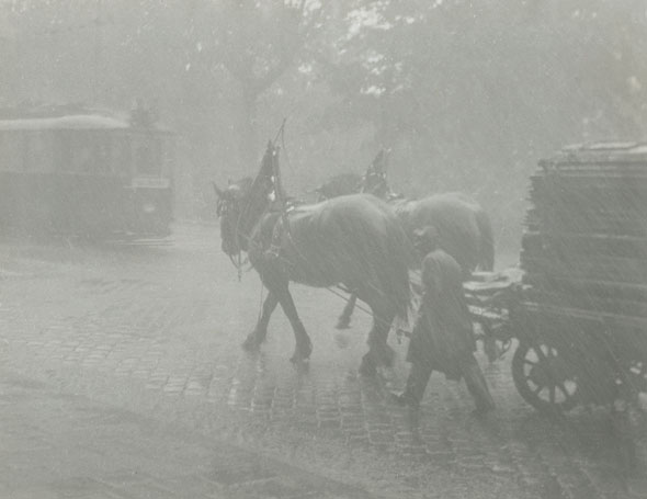 Paul Freiberger - Horse and Wagon Meet Trolley Car in Snow Paul Freiberger - Horse and Wagon Meet Trolley Car in Snow