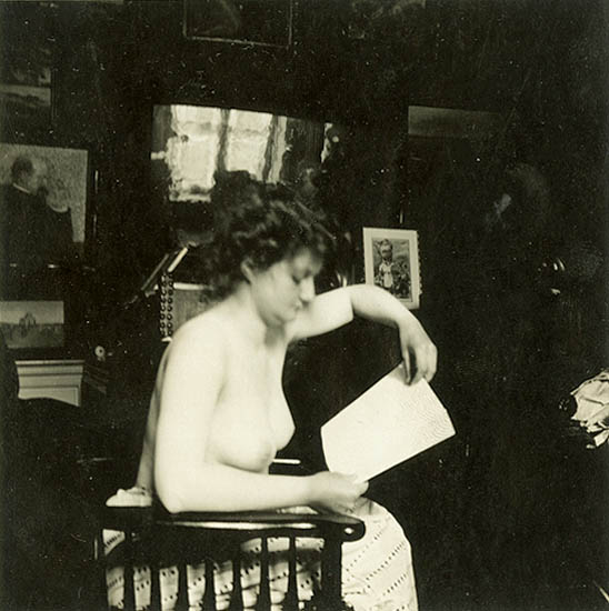 Auguste Pierre Delbet - Female Nude Study in the Studio (Seated)