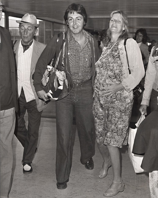 Daily Mirror - Paul McCartney and his Pregnant Wife Linda at Heathrow Airport, London