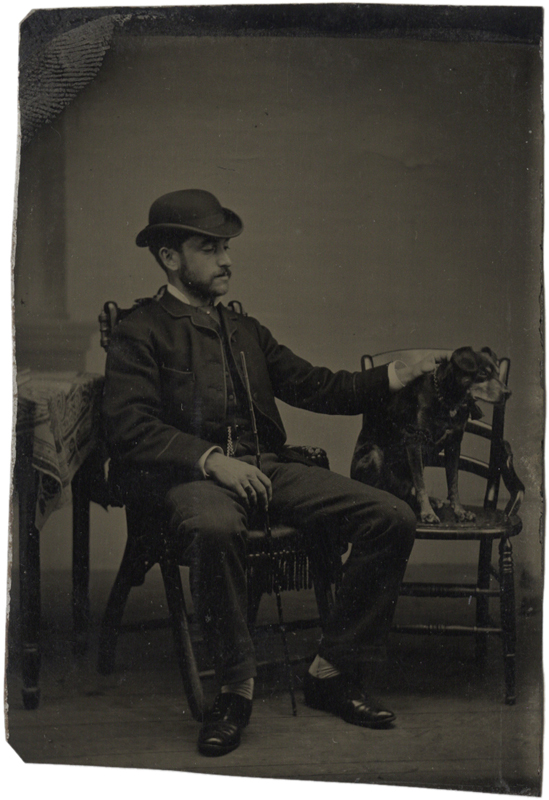 Anonymous, American - Man Petting his Dog