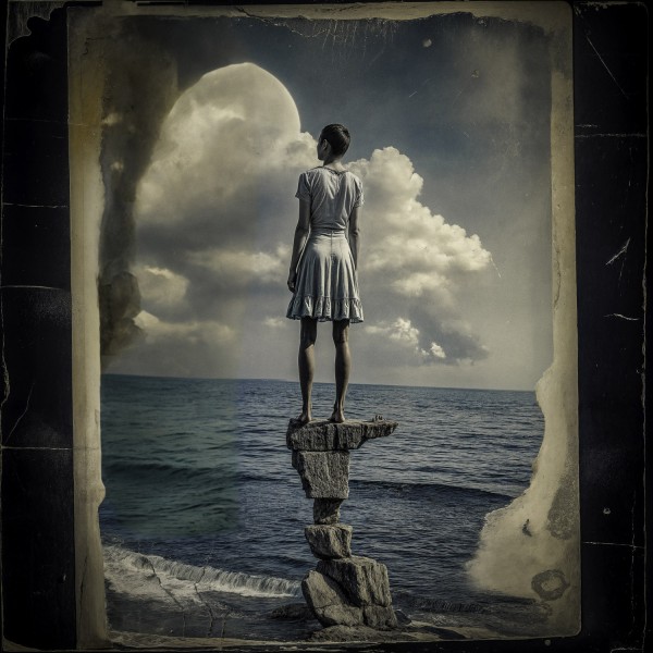 Waiting in the Eclipse. Pigment inkjet print on archival paper with QR code.