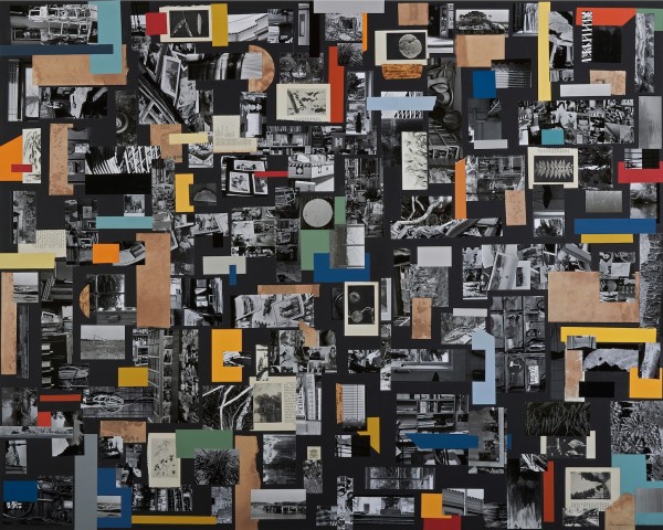 Paula Chamlee: The Time Between. Collage: photographs from gelatin silver contact prints, painted and printed papers, bark, 32 x 40 in. (813 x 1016 mm), 2016/2016, on archival board. 16923.