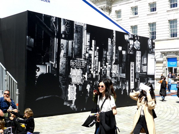 Daido Moriyama's work on the outside of the pavilion. (Photo by Michael Diemar) Daido Moriyama's work on the outside of the pavilion. (Photo by Michael Diemar)