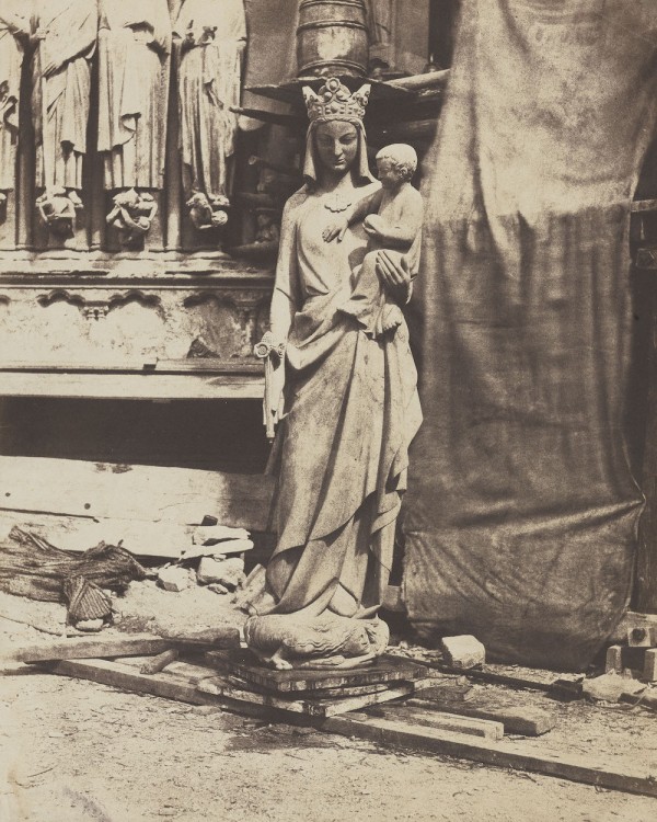 Auguste Mestral. Sculpture of Virgin and Child at Notre Dame’, salt print, 1853.
