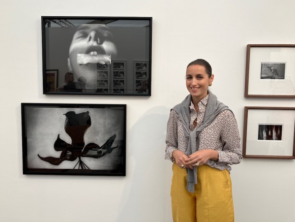 Müge Gubukgu of Galerist, with works by Yusuf Sevinçli. (Photo by Michael Diemar)